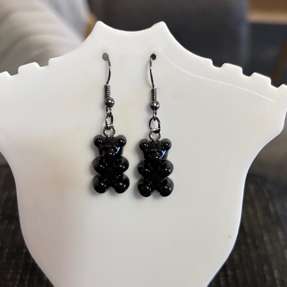Handmade Other - Charming Black Bear Dangle Earrings for Kids